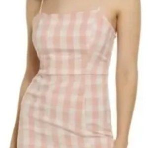 BP, White Pink Gingham Plaid Dress, Size: XS, color: Plaid Light Pink, NWT/ NEW